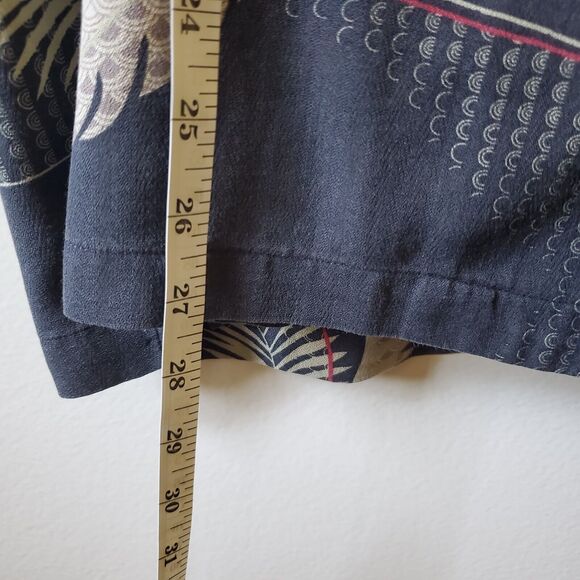 Aureus Mens Navy Blue Silk Hawaiian Shirt Golden Palm Fronds Sz M EUC DH2139 - Picture 10 of 10